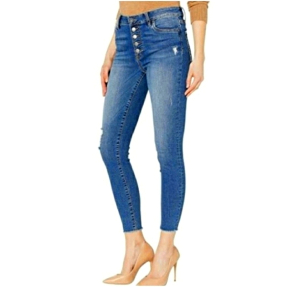 Kut from the Kloth Connie Button Fly Ankle Skinny High Waisted Jeans Summer